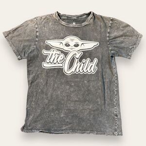 🟢 Star Wars Baby Yoda The Child Acid Wash Tee Shirt sz Small
